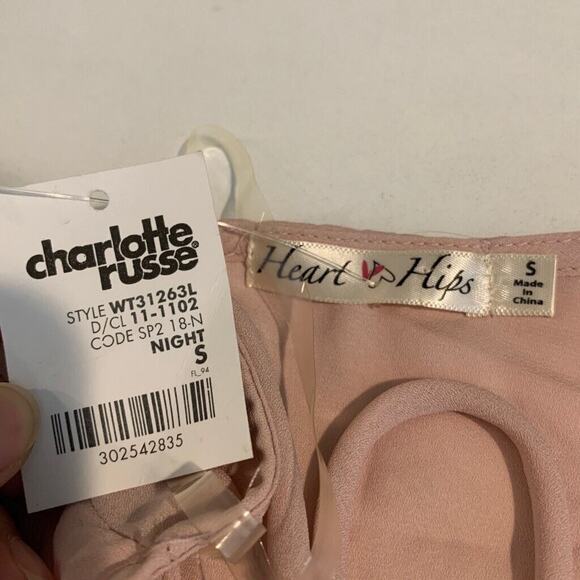 Charlotte Russe Bodysuit Womens S Small Bellini Lace Up Puff Sleeve Snap Button - Picture 9 of 12